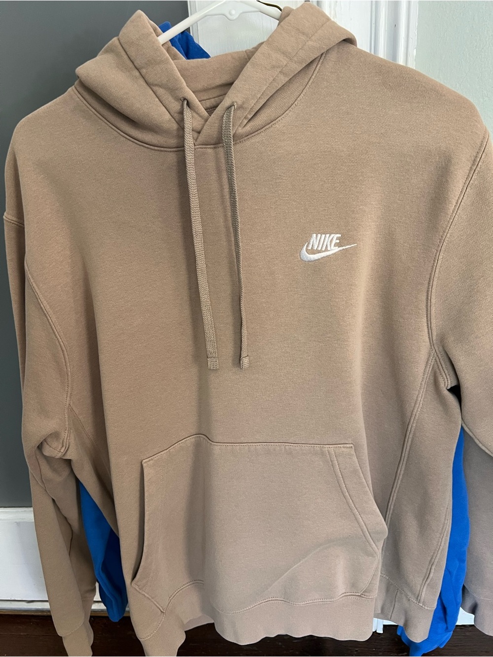 Nike Taupe Hoodie with White Swoosh